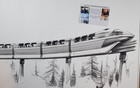       Signed Bob Gurr Signed Blueprint Monorail Giant Size 24  X 36 