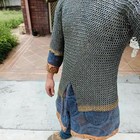 Hauberk Flat Ring Chainmail Shirt Medieval 9 Mm Riveted Half Sleeves Mail Armor