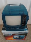 90 s Vintage Portable 5 Inch Tv B  w  am fm Radio Translucent Aqua Blue