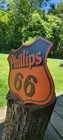 Phillips 66 Gasoline Shield Vintage Retro Advertising Embossed Metal Sign