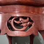 Antique Early 20th Century Cherrywood Plant Stand With Pink Marble Top    