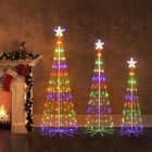 3pcs Led Outdoor Spiral Christmas Trees Light Yard Porch Lighted Cone Xmas Decor