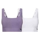 Puma Women s 2-pack Square Neck Seamless Sports Bra  Purple white  Size L