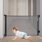 Black Retractable Gate Adjustable Baby Safety Mesh Indoor outdoor 55 33 85inch