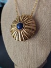 Vintage 1970s Estee Lauder Gold Tone Solid Perfume Compact Pendant Necklace