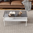 38 4 Inch Two-tier Rectangle Coffee Table Tempered Glass Wood Shelf Center Table