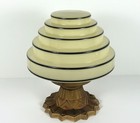 Art Deco Macbeth Evans Skyscraper Pyramid Glass Ceiling Light Shade With Base