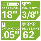 Greenworks 18  Chainsaw Bar And Chain Combo - Genuine Replacement Part
