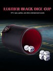 4  Tall Synthetic Leather Dice Cup Felt Lined Farkle Dice Cup With 5 Poker Dice