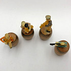 Vintage 1940s Original 4 Pc Set Miniature Ragtime Band On Wood Barrels Japan