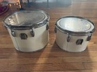 Matching 1970s Slingerland White Concert Toms 14x9 And 12x8 Slide On Mounts 1977