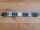 Native American Indian Blue Red Beads Buffalo Bone Choker Necklace Apache