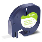 1pk Black On White Label Tape Paper Refills For Dymo Letratag 100t 91330 12mm