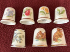 Lot Of 11 Vintage Porcelain Sewing Thimbles  7 From England  1 Hand Painted