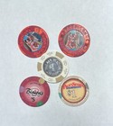 Vintage Lot Of 5 Las Vegas   Atlantic City Casino Chips