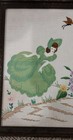 Framed Hand-embroidered Art Woman Butterfly Flowers Crewel Cottage