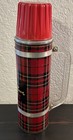 Vtg Sportsman Vacuum Bottle Brand 50s 60s Tartan Plaid Thermos Mcm Decor Read