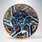 Czech Handmade Large Drip Glaze Flared Ceramic Pottery Bowl Vtg 13 w