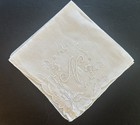 A  Vintage White Linen Hankie Monogram N Madeira Hand Embroidery Wedding Bride