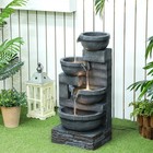 Outdoor Water Fountain With Lights  4-tier Waterfall  Gray
