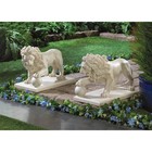 2 Pc Set Regal Lion Statue Duo Paw Orb
