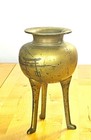 Meiji Silver Inlaid Bronze Censer Kuroda Kyoto Signed Antique