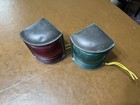 Antique Nautical Ships Lantern Metal Red Ribbed Glass Boat Lamp Light 5    Pair