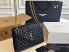Saint Laurent Elegant Large Capacity Black Gold Chain Envelope Bag