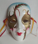 Lot Of 3 Vintage Ceramic Porcelain Mardi Gras Theatre Hand Painted Face Masks
