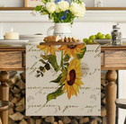 Table Runner-autumn Sunflower Table Runner - Vintage Style Farmhouse - Polyester