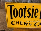 New Old Stock Nos Embossed Tootsie Rolls Chewy Candy Metal Tin Sign 20x9 Inches