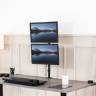 Black Dual Lcd Monitor Desk Mount Stand  Stacked Vertical 2 Screens Up To 34 