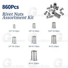 860pcs Stainless Steel Rivet Nut Kit Inch Rivnuts Nutsert Assorted  6-1 2    Set