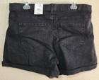 Time And Tru Women s Pull-on Black Denim Shorts Size L  12-14  Brand New