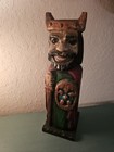 Vintage Midcentury Carved Wood King Liquor Bottle wine Holder-very Good