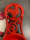 Red Cast Iron Rooster Spoon Rest Farmhouse Country New