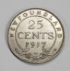 1917-c Newfoundland 25 Cents  925 Silver Canada Quarter 25c - Free Shipping