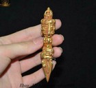 Tibetan Buddhism Bronze 24k Gold Gilt Mahakala Wrathful Deity Buddha Vajra Faqi