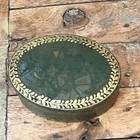 Vintage Italian Leather Trinket Jewelry Box Gold Embossed Design