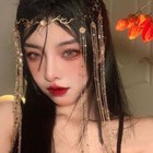 Fashion Water Drop Crystal Retro Women Head Chain Rhinestone Long Tassel Hair