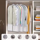 3pcs Garment Bags Clear Zipper Clothes Cover Closet Storage Bag For Coat Jacket
