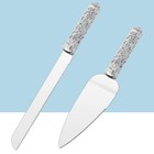Elegant Silver Cake Knife   Server Set - 2 Pcs With Crystal Handle - Wedding  An