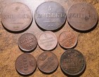 1833 - 1858 Russia Lot Of Nine Coins  1 2 - 1 - 2 - 5 Kopeks