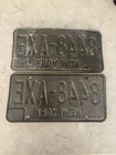 2 New York License Plates Yellow Blue Letterings 