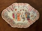 Antique 18th Century Chinese Export Porcelain Dish Famille Rose Court Scene