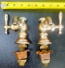 Vintage Muller Porcelain Hot Cold Brass Faucet Pair Set 1920-1940s Free Shipping