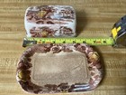 Nasco Mountain Woodland Transferware Salt   Pepper Set Heavy Crazing  Few Chips