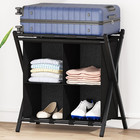 Folding Luggage Rack W  Storage Shelf Suitcase Stand 120lb Capacity Black