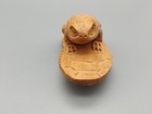 Hand Carved Boxwood Netsuke Frog On Sandal Shoe 2    