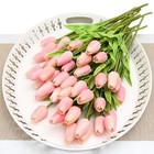 20 Pcs Pink Artificial Real Touch Mini Pu Tulips Bouquet Fake Flowers Set